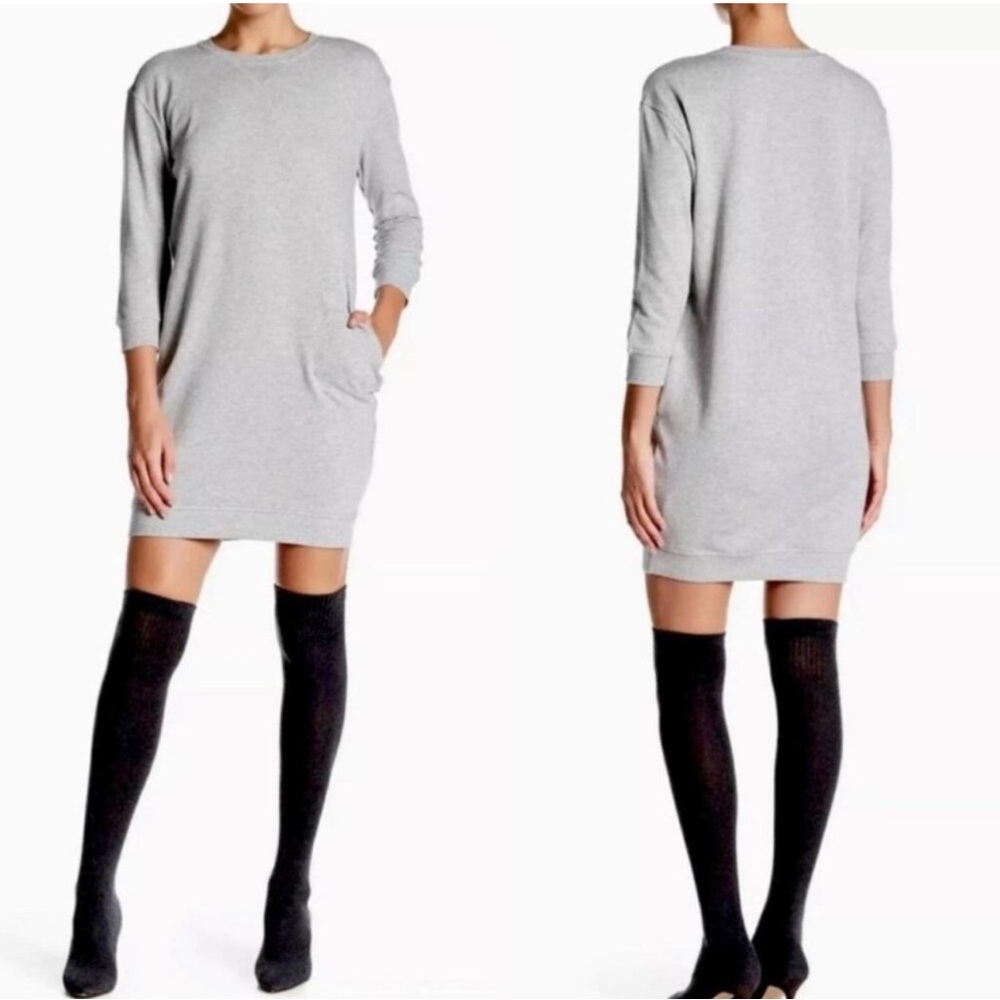 ATM Anthony Thomas Melillo Gray Long Sleeve Dress with Pockets